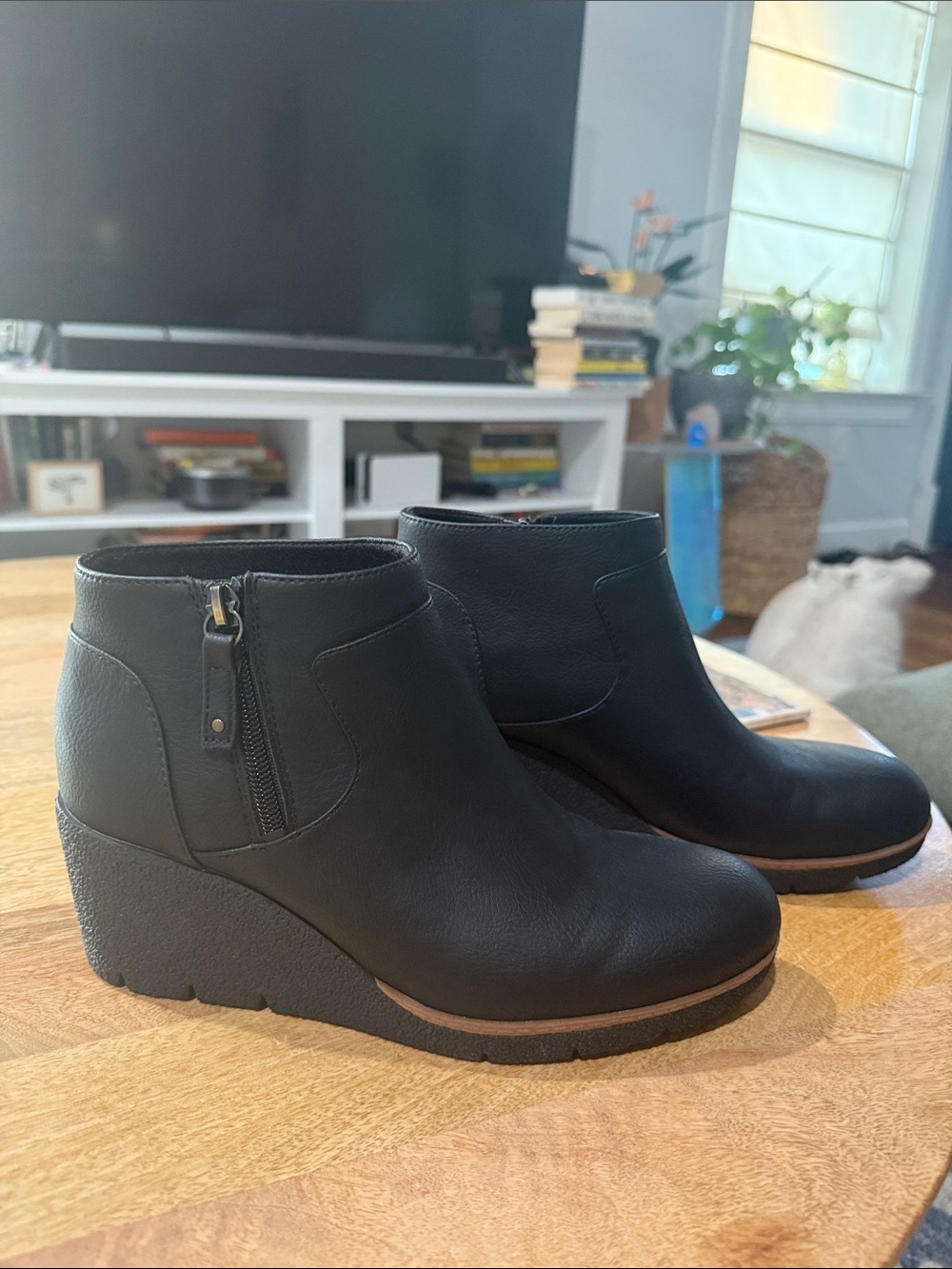 Dr. Scholl's Black Wedge Ankle Booties